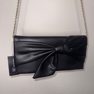 NWT INC BLACK FAUX LEATHER EVENING BAG
